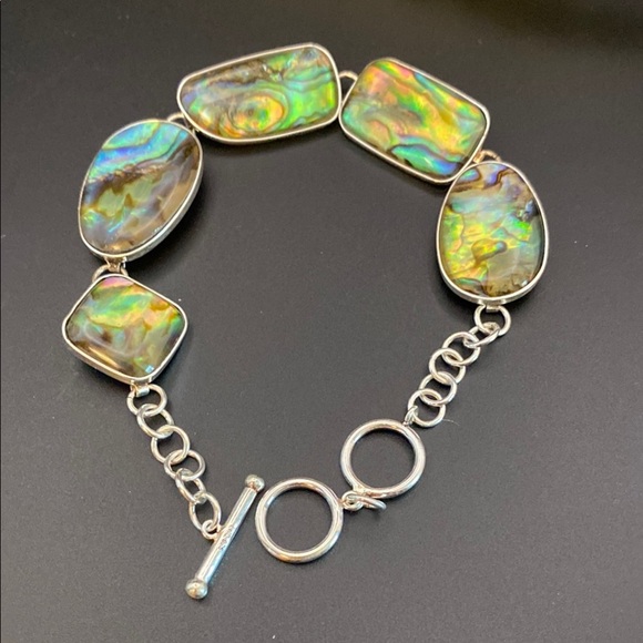 Lucas Lameth 925 Sterling Silver Abalone Shell Bracelet - Picture 3 of 5